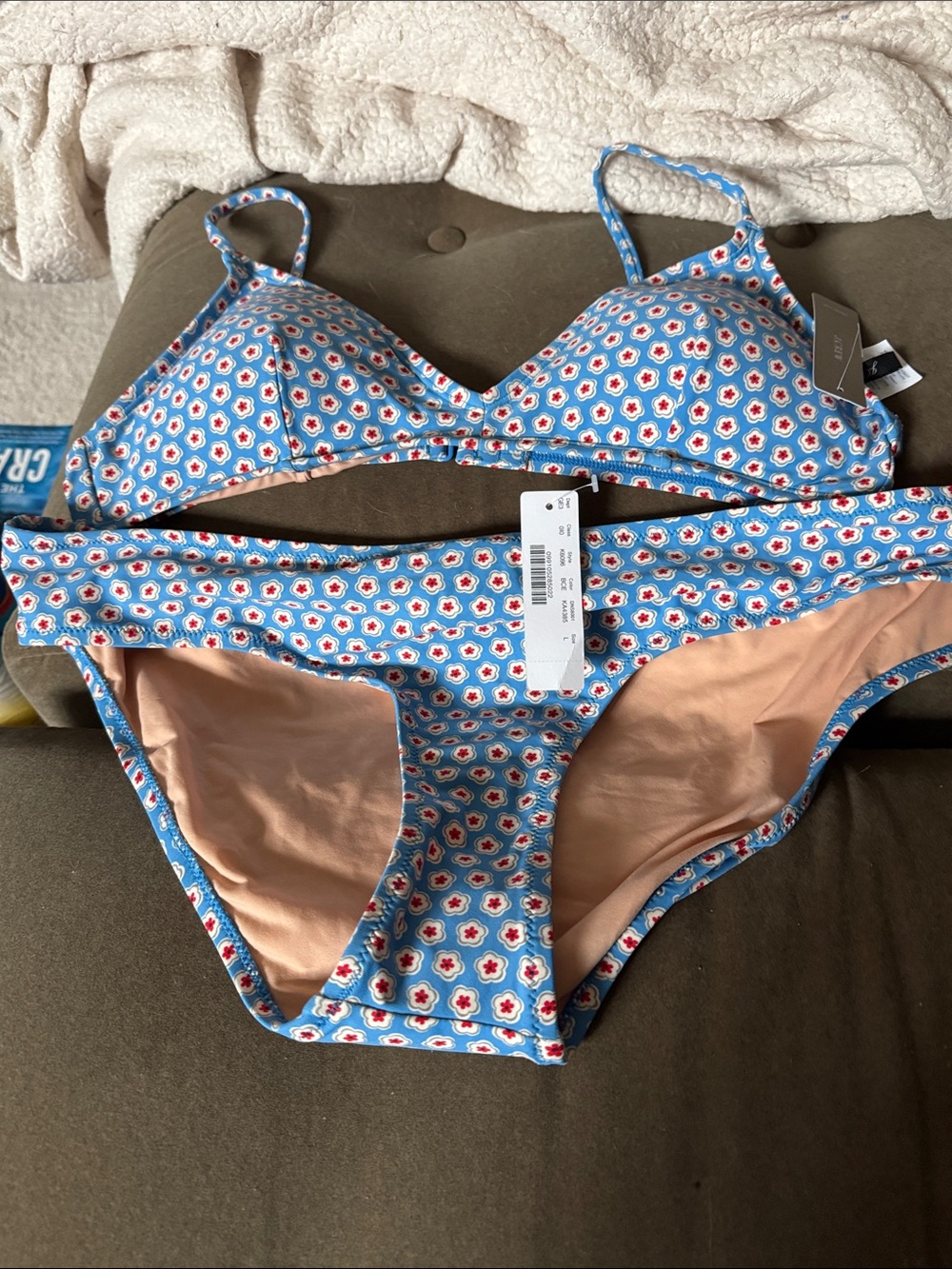 JCrew Blue Floral Pattern Bikini Set